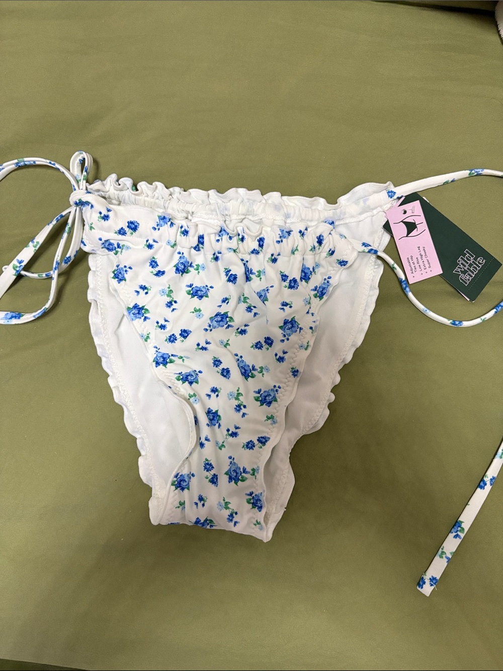 wild fable White Bikini Bottom with Blue Floral Print